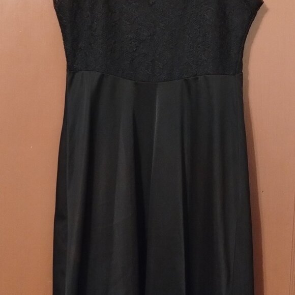 BLACK Vintage Luxite by Holeproof Nylon Slip Lace BODICE Size 34 Slip Dress-READ - Picture 6 of 11